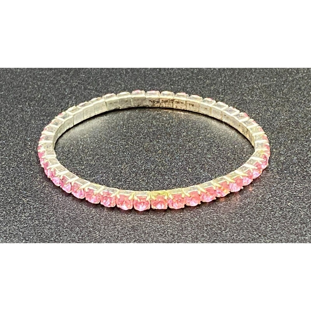 Light Pink Crystal Expandable Bracelet Good Condition VINTAGE - Picture 1 of 3